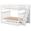 PAGED Twin Size Loft Bed with Desk Modern Simple Wooden Bed Frame with Storage Shelves, Wardrobe and Guardrail for Bedroom - 3 of 4