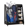 MOEPISY Sports Racks Golf Bag Organizer for Garage, Premium Wooden Golf Clubs Storage Rack Fit 2 Golf Bags, Black - 3 of 4