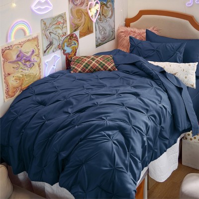 Bedsure | 5/7 Pcs Bed in a Bag Solid Diamond Pintuck Bedding Set for All Season