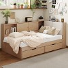 Merax Wooden L-Shaped Daybed with Upholstered Storage Headboard, USB Charging Ports & Storage Bookcase - 2 of 4