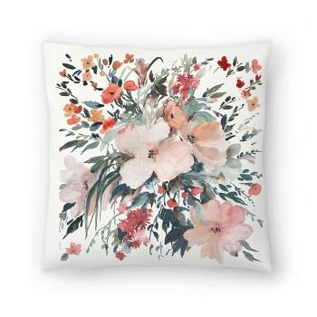 Americanflat Botanical Flowers & Leaves Throw Pillow By Pi Creative Art