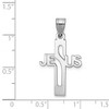 Black Bow Jewelry Sterling Silver Rhodium-Plated Flat Jesus Cross Pendant - 4 of 4