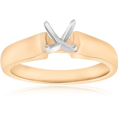 Pompeii3 14K Yellow Gold Cathedral Semi Mount Engagement Ring Setting