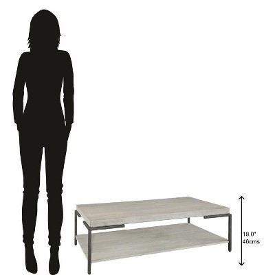 Beige and Black Rectangular Wood Cocktail Table