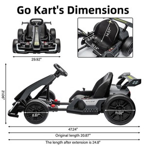 24V Go Karts for 6-12 Kids, Electric Ride on Drift Car with 2 x 150W Powerful Motors, 8mph Max Speed, Safety Belt, Music, Max Load 110lbs Ride on Toy - 1 of 4