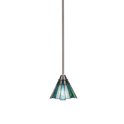 Toltec Lighting Paramount 1 - Light Pendant in  Brushed Nickel with 7" Sea Ice Art Glass Shade