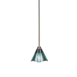 Toltec Lighting Paramount 1 - Light Pendant in  Brushed Nickel with 7" Sea Ice Art Glass Shade - 1 of 1