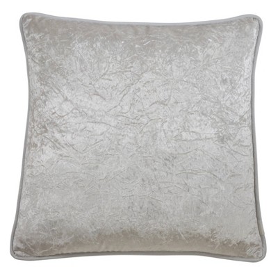 22" Crushed Velvet Pillow Poly Filled Ivory - SARO Lifestyle