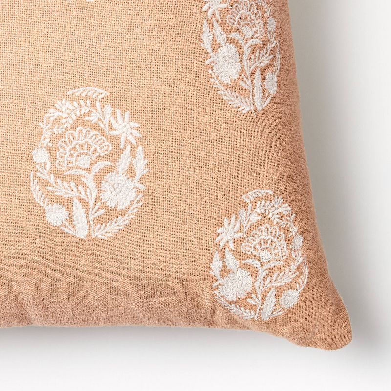 Oversize Embroidered Floral Egg Square Throw Pillow Clay Pink/Cream - Threshold&#8482; designed with Studio McGee, 4 of 6