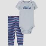 Carter's Just One You® Baby 2pc Little Brother Top & Bottom Set - Blue/Green