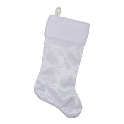 Northlight 20.5" White Iridescent Glittered Snowflake Christmas Stocking