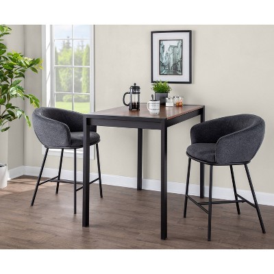 Charcoal Swivel Counter Height Barstools with Metal Frame - Set of 2