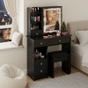 FONTOI 29.2"W/37"W/41"W Makeup Vanity Table Desk with Mirror Left Bedside Cabinet Stool Dresser Set for Woman Bedroom Dressing Room, Black/White - 2 of 4