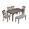 GDFStudio Ilyas Modern 6 Piece Acacia Rubberwood Upholstered Dining Set - 2 of 4