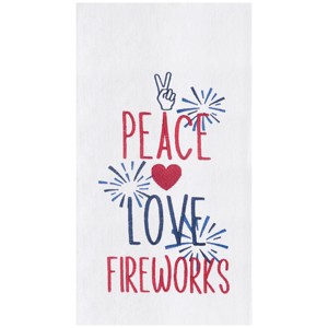 C&F Home Peace Love Fireworks Embroidered Cotton Flour Sack Kitchen Towel Patriotic Dishtowel Decoration - 1 of 3