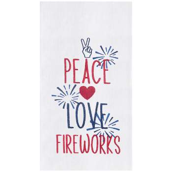 C&F Home Peace, Love, Fireworks Embroidered Cotton Flour Sack Kitchen Towel