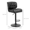 Black Adjustable Bar Height Stools Set of 2 with Thick Cushions and Metal Footstools for Home Bars - 2 of 4