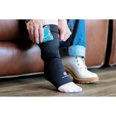 ICE-OLATE PLUS Ankle/Elbow/Shin Support Sleeve with Ice Pack Wrap, Compression Sleeve, Reusable Hot/Cold Gel Pack, Heat Therapy
