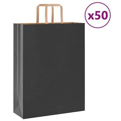 vidaXL Paper Bags 50 pcs with Handles Black 12.6x4.7x16.5"