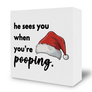 Funny Christmas Desk Decor - Wooden Box Sign, Novelty Xmas Plaque Box Sign - 1 of 4