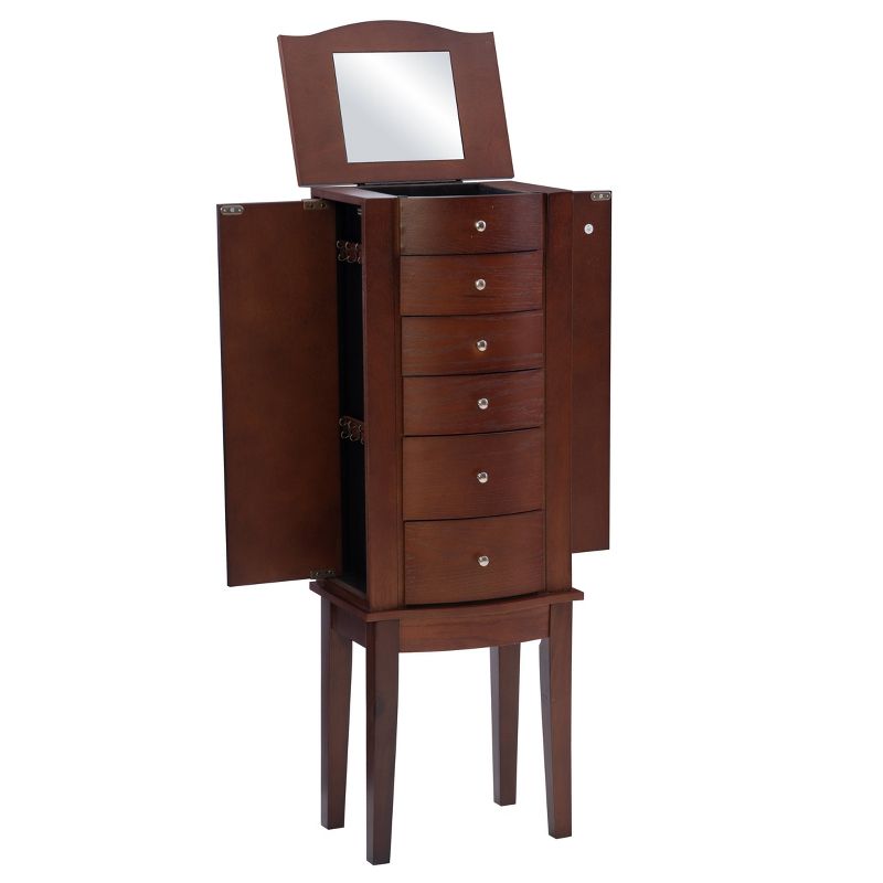 Francesca Traditional Wood 6 Lined Drawer Jewelry Armoire Merlot Brown - Powell, 4 of 17