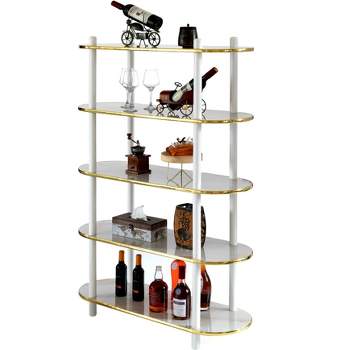 Fabulaxe 5 Tier Open Bookshelf, Contemporary Classic Modern Style Free Standing Display Rack Unit for Collections,59" Height Etagere Bookcase