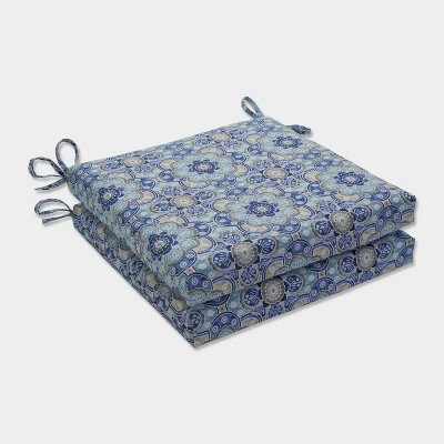 Keyzu Medallion 2pc Outdoor Seat Cushion Set Blue - Pillow Perfect