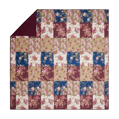 Full Red Cotton Reversible Quilt Set with Shams