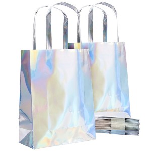 Blue Panda 20 Pack Holographic Foil Paper Gift Bags with Handles for Baby Shower, Birthday, Wedding, Party Favors, Goodies, Boutiques, 7x9x3 In - 1 of 4