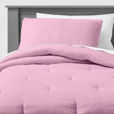 Twin Kids' Comforter Set Windowpane Velvet Pink - Pillowfort™ : Target