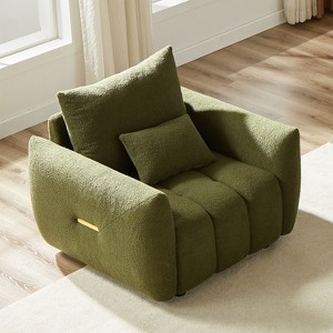 NicBex Couches for Living Room 39.7" Cloud Couch Teddy Upholstered 1 Seater Sofa Couch Modern Lounge Chair with 2 Throw Pillows for Apartment - 1 of 4
