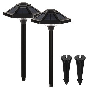 Gigalumi Black Plastic Solar LED Landscape Light , Warm White Waterproof Pathway Light 2-Pack - 1 of 4