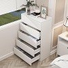 Sandinrayli 5 Drawer Dresser, White Tall Dresser for Bedroom Wooden Tall Closet Drawers, White - 2 of 4