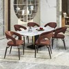 LeisureMod Entice Modern Dining Chairs Upholstered Leather Seat Curved Back Metal Legs - 3 of 4