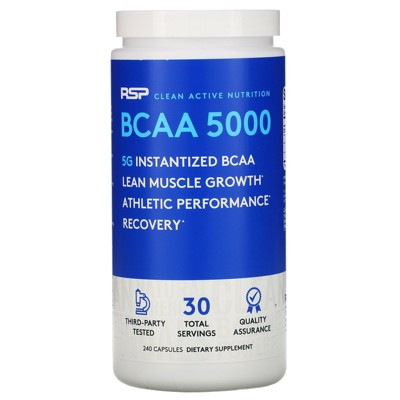 RSP Nutrition BCAA 5000, Instantized BCAAs, 240 Capsules, Sports Nutrition Supplements