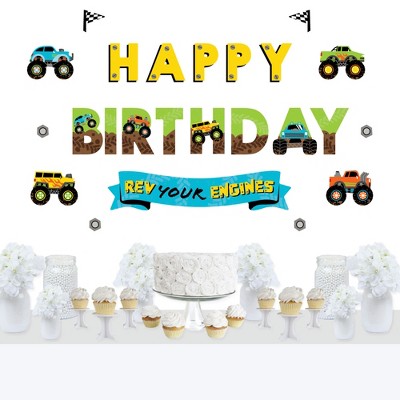 Big Dot of Happiness Smash and Crash - Monster Truck - Peel and Stick Boy Birthday Party Decoration - Wall Decals Backdrop