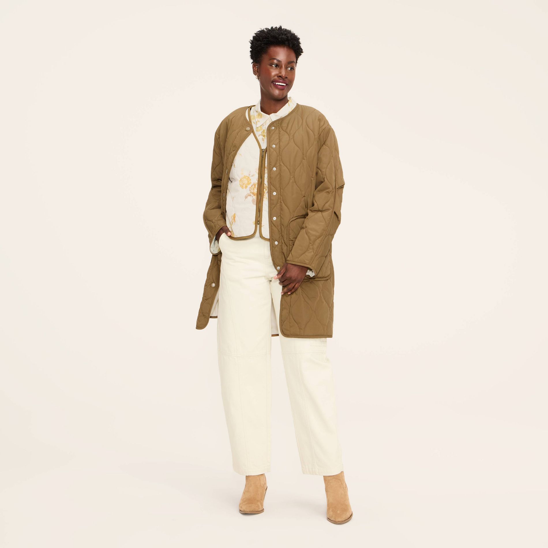 Women's Quilted Jacket and Floral Vest - Woolrich x Target Olive Green M