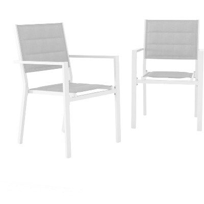 Patio Dining Chairs Set of 2, Aluminum Outdoor Dining Chair with Armrest & Wider Seat, All-Weather Stackable Patio Chairs for Garden
