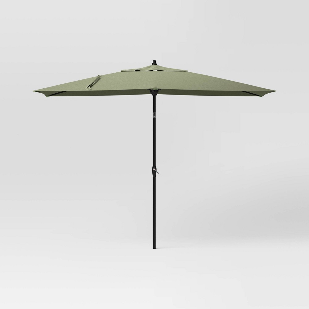 Photos - Parasol 6'x10' Rectangular Outdoor Patio Market Umbrella Sage with Black Pole - Th