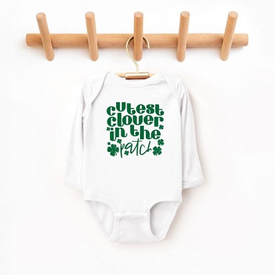 The Juniper Shop Cutest Clover In The Patch Baby Long Sleeve Bodysuit