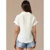 INSPIRE CHIC Women's Button Up Short Sleeve Pointed Collar Casual Work Blouses - 3 of 4