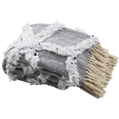 Lachlan Fringe Throw Blanket - Blue/Beige - 50" x 60" - Safavieh .