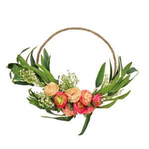 16" Artificial Eucalyptus and Buttercups Hoop Wreath - National Tree Company - 1 of 3