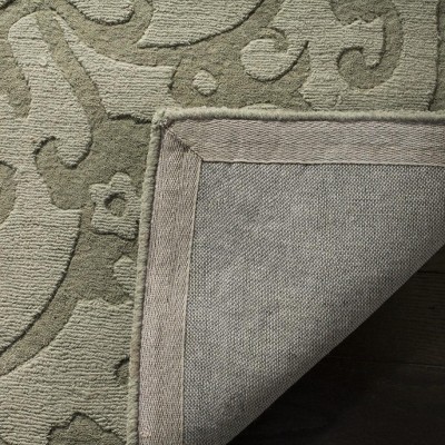 Sage Hand-Tufted Wool Area Rug with Etched Design