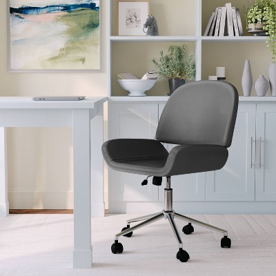 Upholstered Office Task Chair Saddle Brown/Oil Rubbed Bronze - Martha Stewart