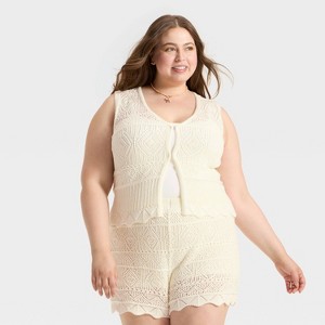 Women's Crochet-Style Pullover Sweater Tank - A New Day™ - 1 of 3