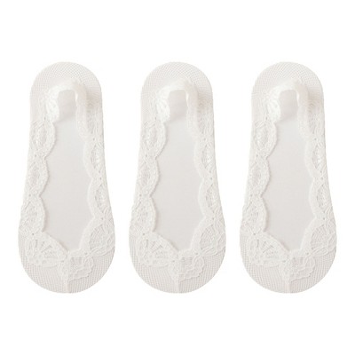 Anna-Kaci Women's 3-Pack Low Cut Lace Liner Socks with Non-Slip Heel Grip No Show Design