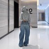 Mocamel Women's High Waist Wide Leg Denim Jeans with Back Embroidery Light Blue - 2 of 4