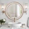 23.62" Round Wall Mirror with Whitewash Wood Frame, Farmhouse Circle Mirror for Bathroom Vanity, Bedroom, Living Room, Entryway- The Pop Home - 3 of 4