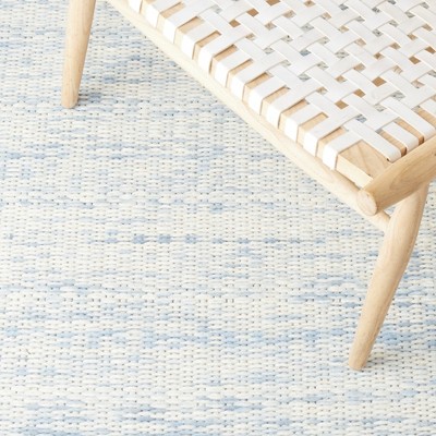 Marbella Blue and Ivory Flat Woven Wool Area Rug